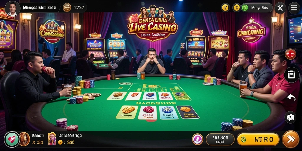 Tampilan gameplay Live Casino 2757 dengan dealer langsung dan permainan yang menarik.
