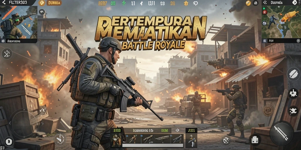 Screenshot menampilkan intensitas gameplay Battle Royale FILTER303.