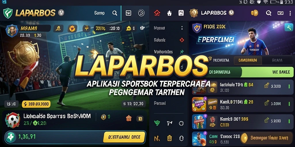 Screenshot utama LAPARBOS menampilkan antarmuka aplikasi Sportsbook yang menarik.