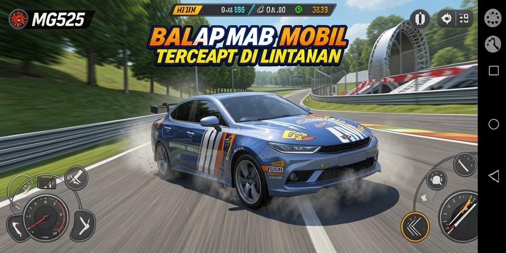 Gameplay seru MG525 dengan mobil balap di lintasan cepat