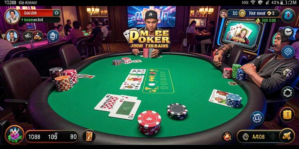 Screenshot gameplay TO288 menampilkan aksi Poker yang intens.